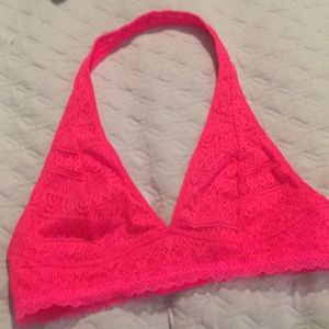 Xhileration hot pink lace halter bra no pads new